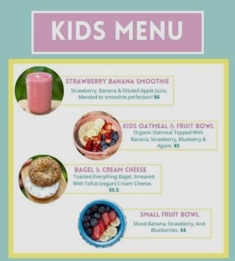 Bilde av barne meny.